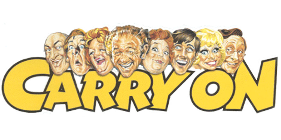 Logo featuring all the regular cast members' faces above the words 'Carry On'.