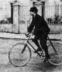 Alfred Jarry on his bicycle, which he called his 'external skeleton'.