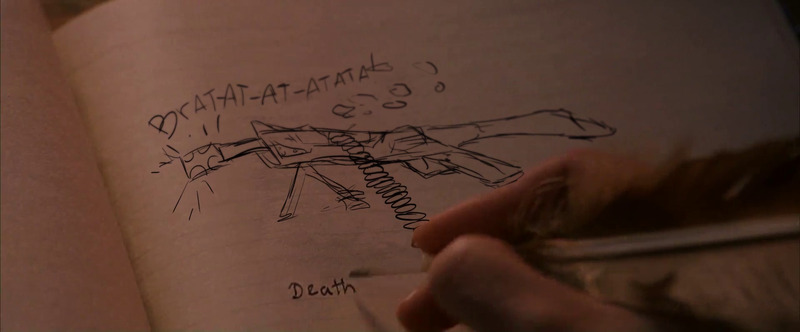 A drawing of a gun.
