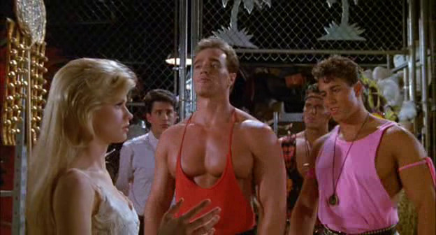 The three hunks have switched to 80s workout gear.