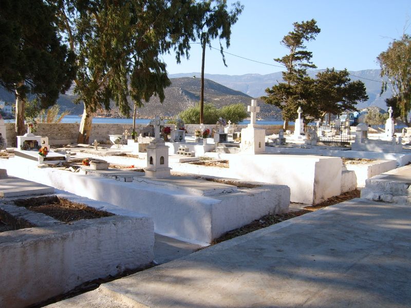 The rows of graves to the left as you enter.