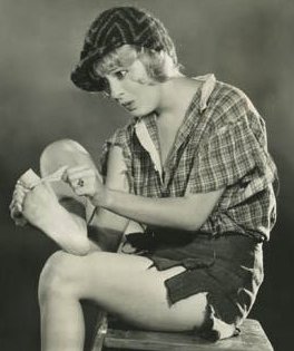 Dolores Brinkman poses as a schoolboy.