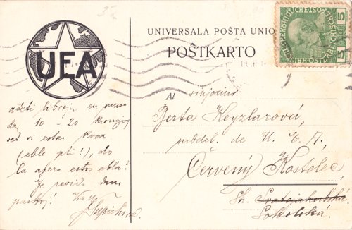 Postcard to Berta Keyzlarová, 14 February 1914, back