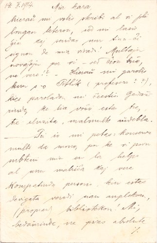 Postcard to Berta Keyzlarová, 14 February 1914, front